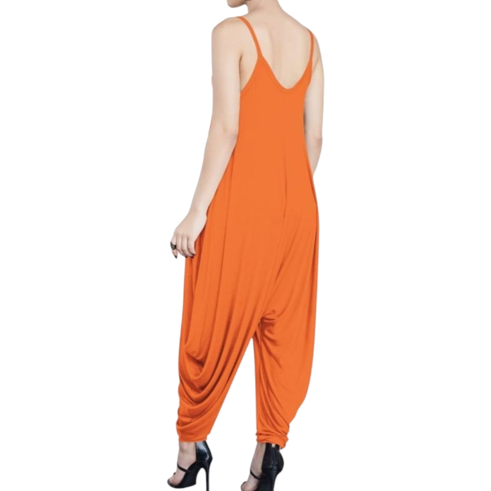 Women's Punk Spaghetti Strap V Neckline Harem One Piece Romper